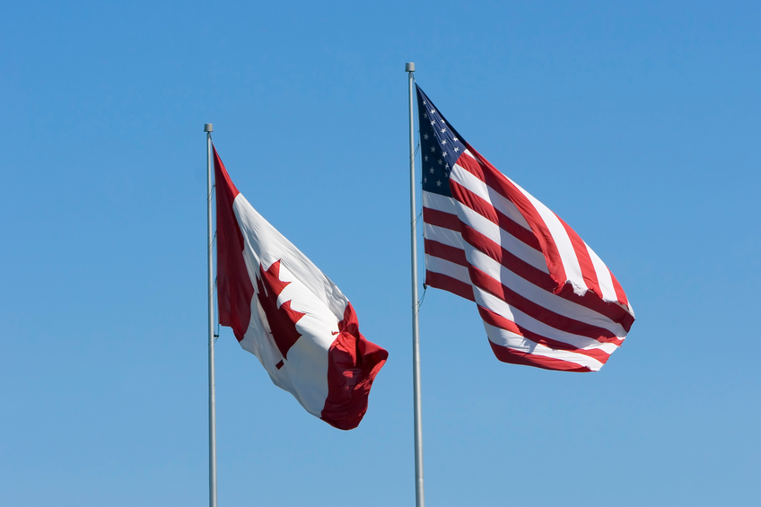 Canadian and US flags