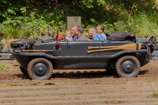 The Schwimmwagen was a military amphibious vehicle in production through WWII