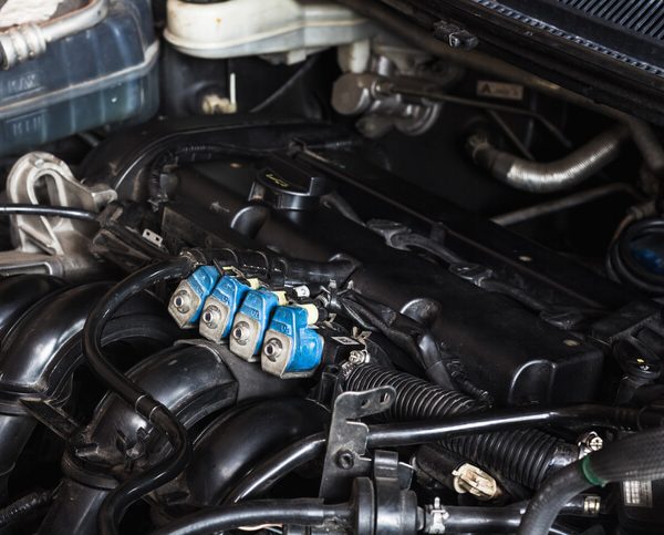 A car engine, to be explored in auto mechanic school