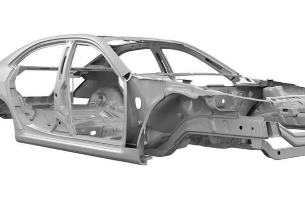 A unibody car chassis, as those explored in automotive training