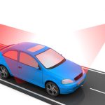 AI vehicle inspection lane scanning a car entering a dealership